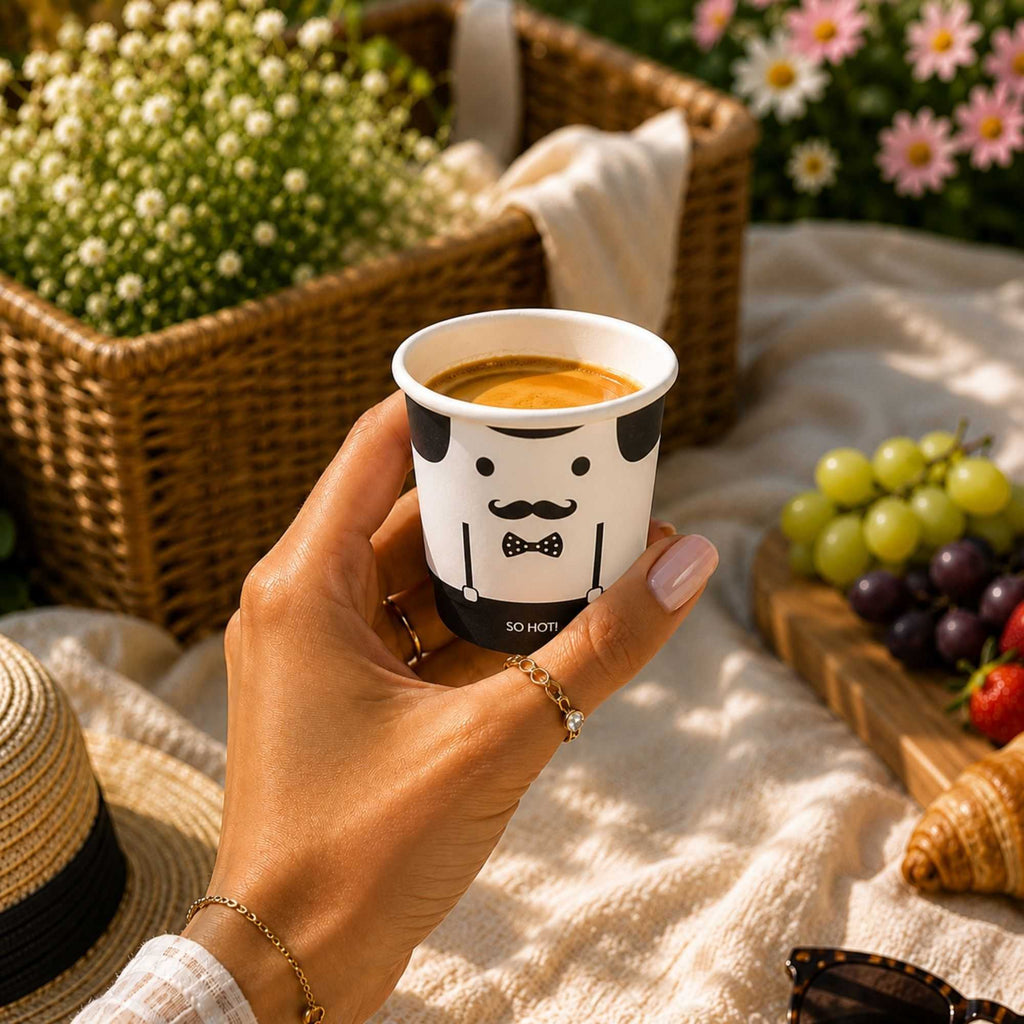 Restpresso 4 oz Monsieur Paper Coffee Cup - Double Wall - 2 1/2" x 2 1/2" x 2 1/4" - 500 count box