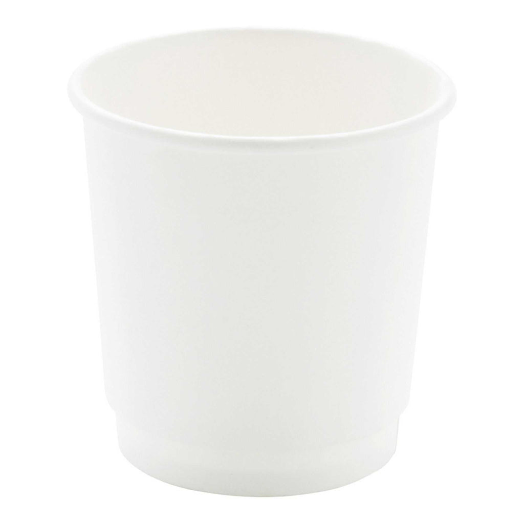 Restpresso 4 oz White Paper Coffee Cup - Double Wall - 2 1/2" x 2 1/2" x 2 1/4" - 25 count box