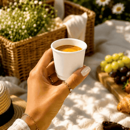 Restpresso 4 oz White Paper Coffee Cup - Double Wall - 2 1/2" x 2 1/2" x 2 1/4" - 25 count box