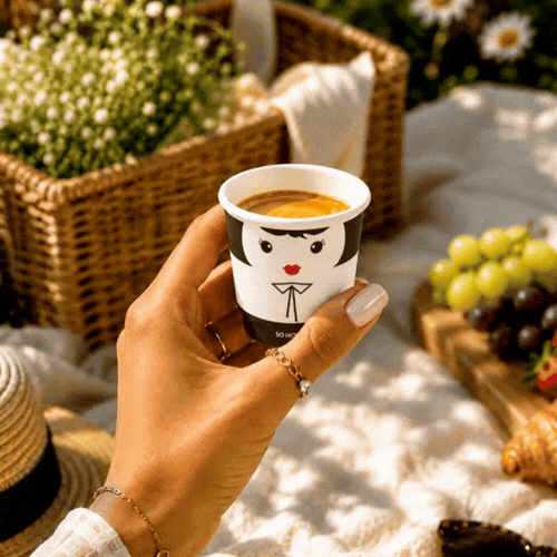 Restpresso 4 oz Madame Paper Coffee Cup - Double Wall - 2 1/2" x 2 1/2" x 2 1/4" - 25 count box