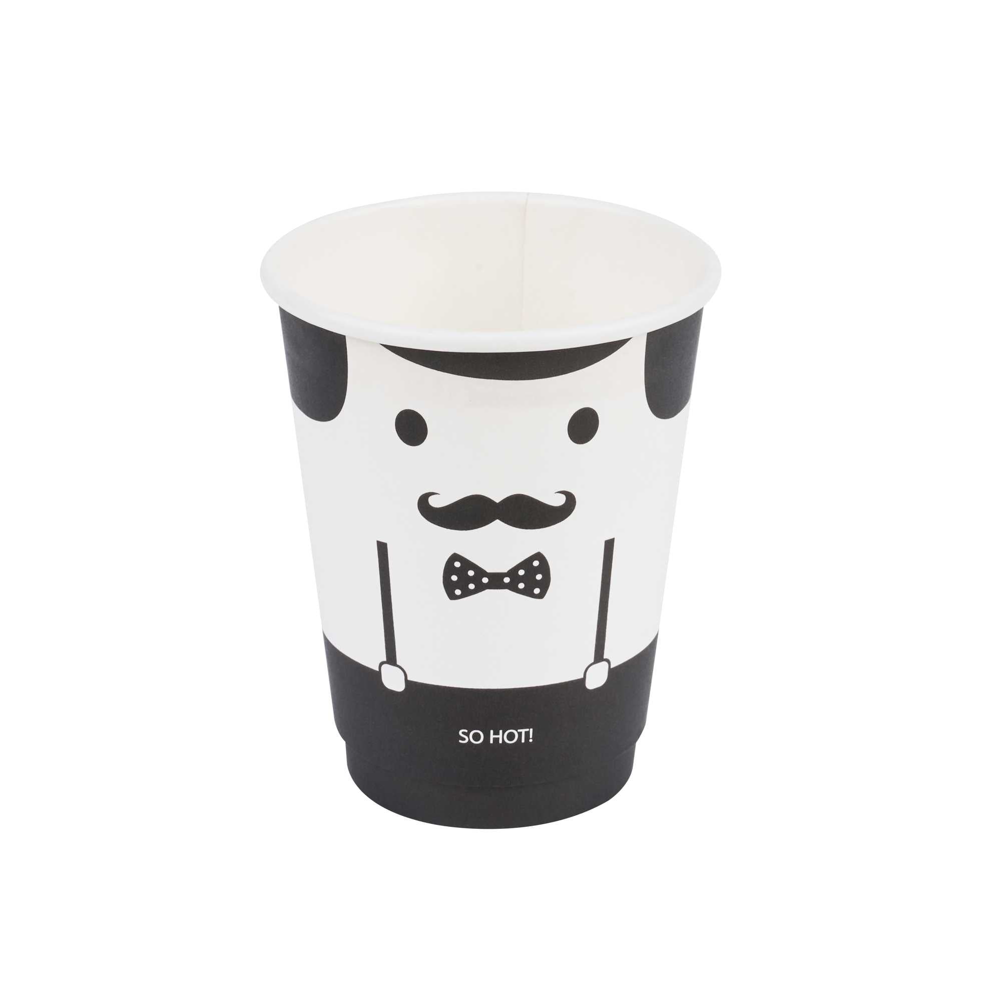 Restpresso 12 oz Monsieur Paper Coffee Cup - Double Wall - 3 1/2" x 3 1/2" x 4 1/4" - 25 count box