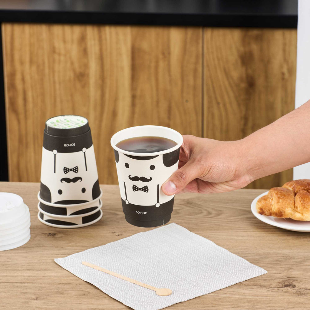Restpresso 12 oz Monsieur Paper Coffee Cup - Double Wall - 3 1/2" x 3 1/2" x 4 1/4" - 25 count box
