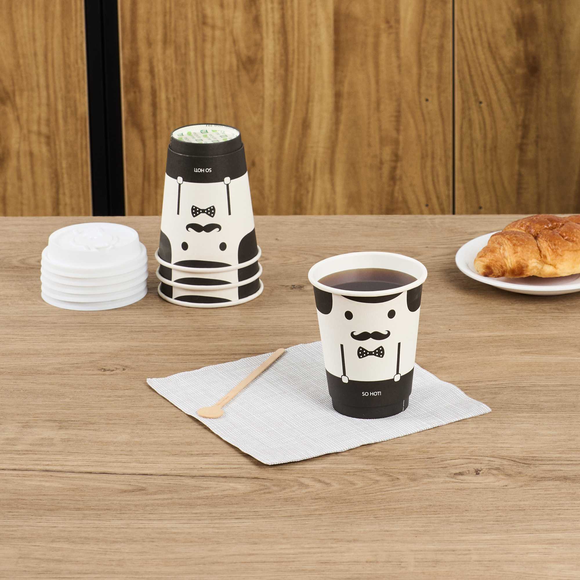 Restpresso 12 oz Monsieur Paper Coffee Cup - Double Wall - 3 1/2" x 3 1/2" x 4 1/4" - 500 count box