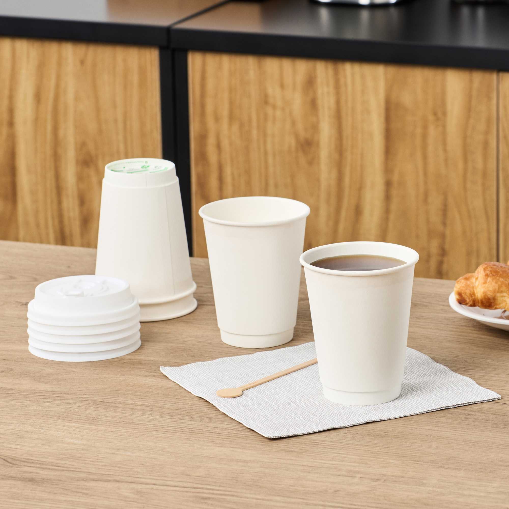 Restpresso 12 oz White Paper Coffee Cup - Double Wall - 3 1/2" x 3 1/2" x 4 1/4" - 25 count box