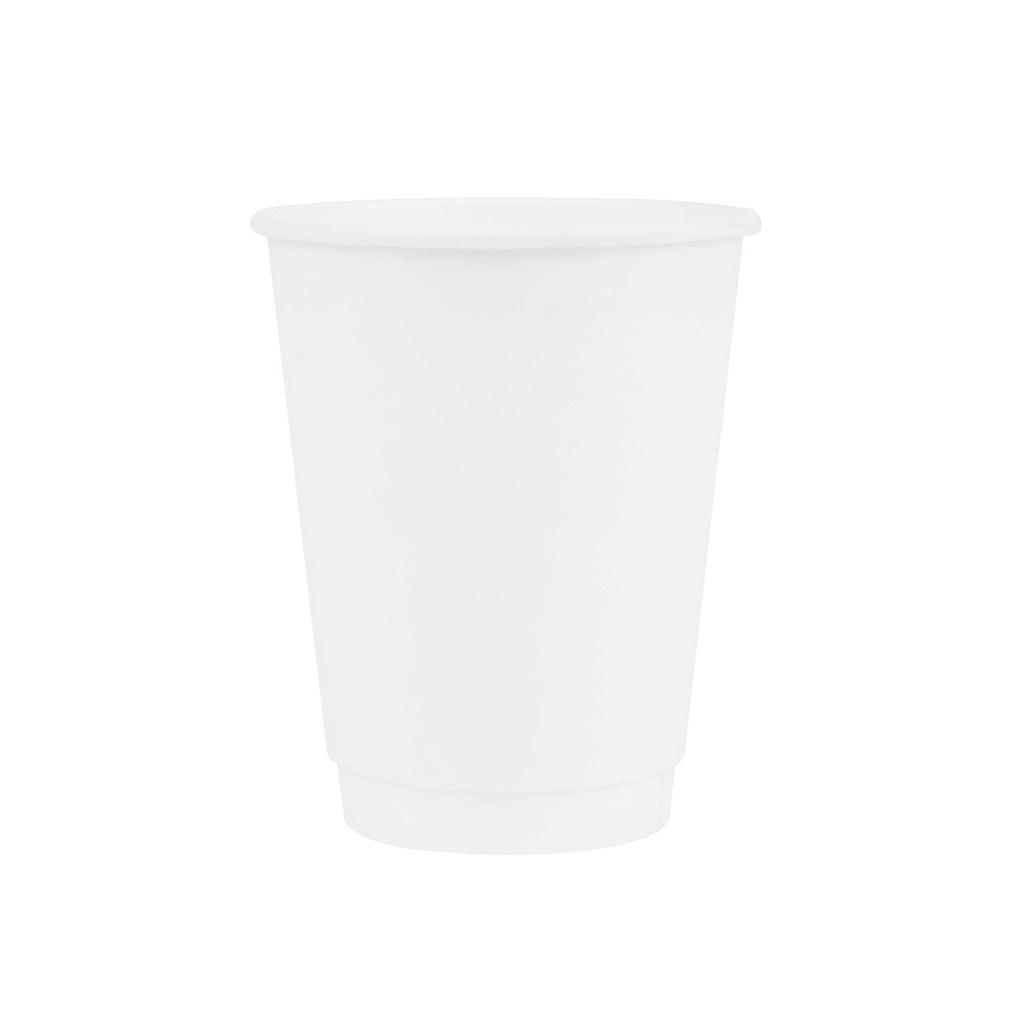 Restpresso 12 oz White Paper Coffee Cup - Double Wall - 3 1/2" x 3 1/2" x 4 1/4" - 25 count box