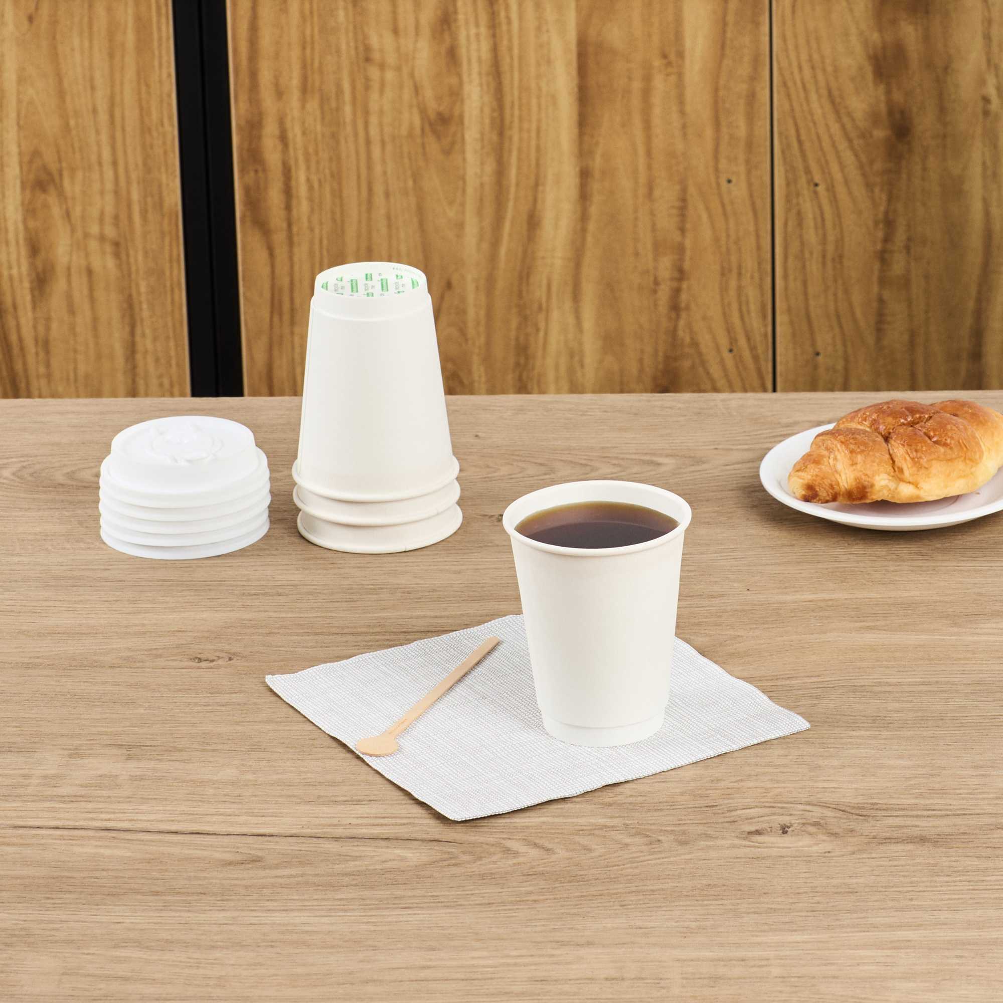 Restpresso 12 oz White Paper Coffee Cup - Double Wall - 3 1/2" x 3 1/2" x 4 1/4" - 25 count box