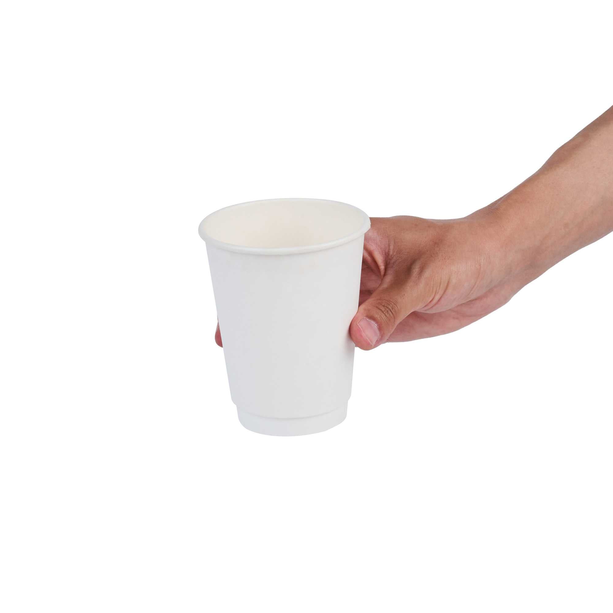 Restpresso 12 oz White Paper Coffee Cup - Double Wall - 3 1/2" x 3 1/2" x 4 1/4" - 500 count box