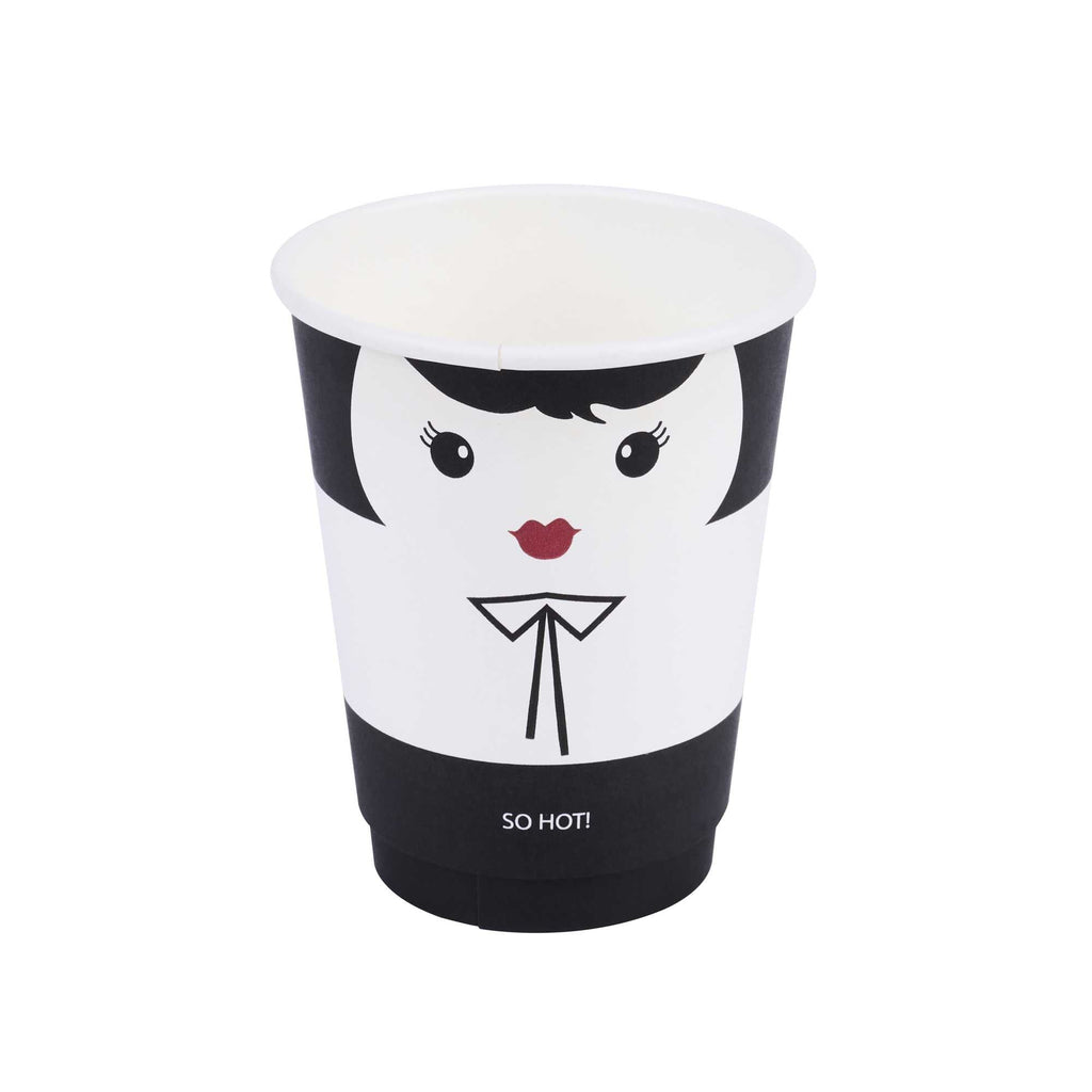 Restpresso 12 oz Madame Paper Coffee Cup - Double Wall - 3 1/2" x 3 1/2" x 4 1/4" - 500 count box