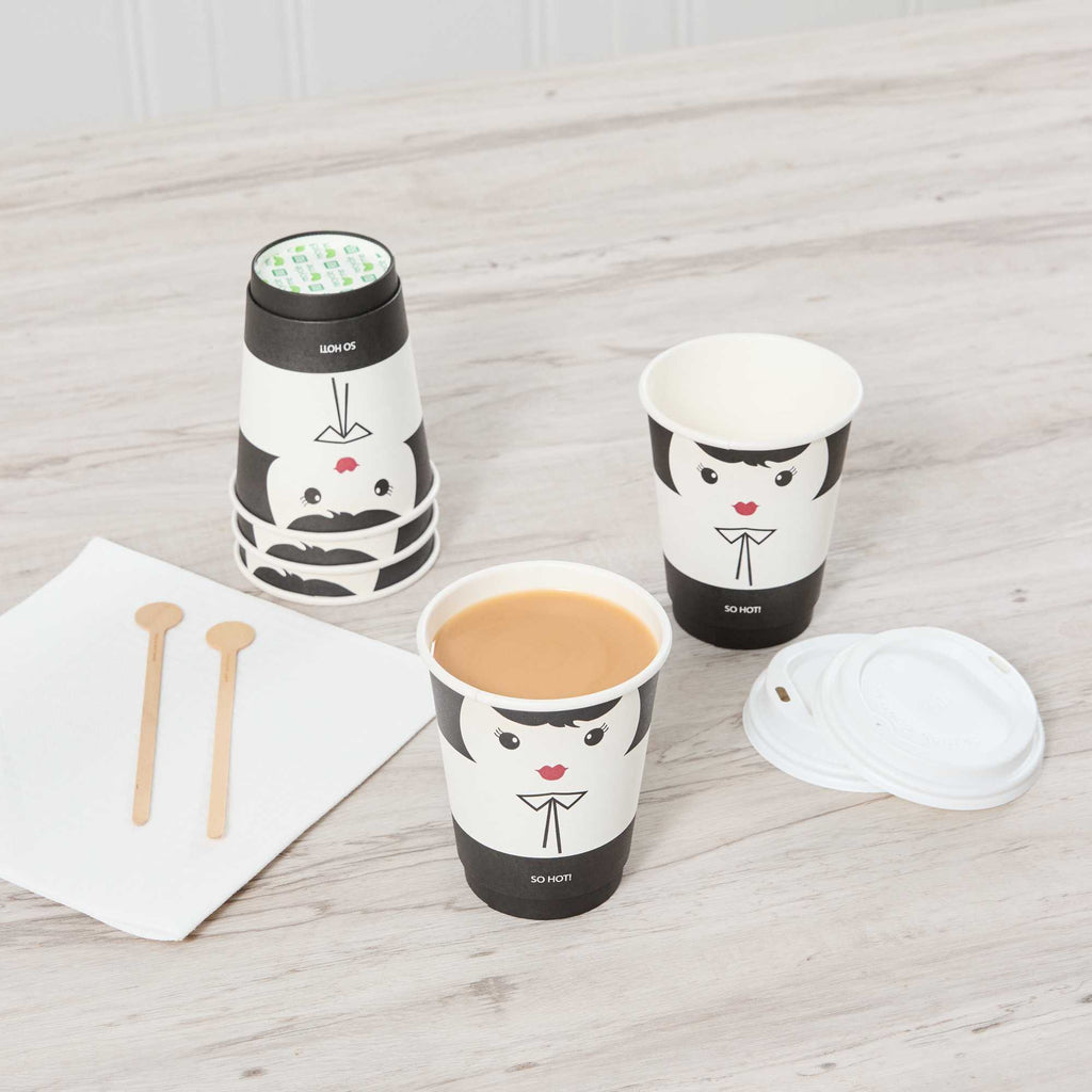 Restpresso 12 oz Madame Paper Coffee Cup - Double Wall - 3 1/2" x 3 1/2" x 4 1/4" - 500 count box