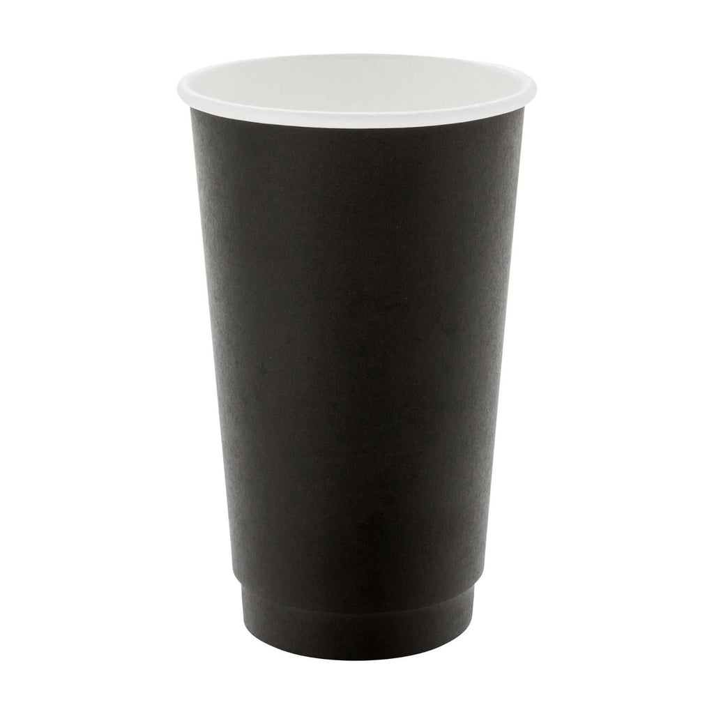 Restpresso 16 oz Black Paper Coffee Cup - Double Wall - 3 1/2" x 3 1/2" x 5 1/2" - 25 count box
