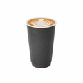 Restpresso 16 oz Black Paper Coffee Cup - Double Wall - 3 1/2" x 3 1/2" x 5 1/2" - 25 count box