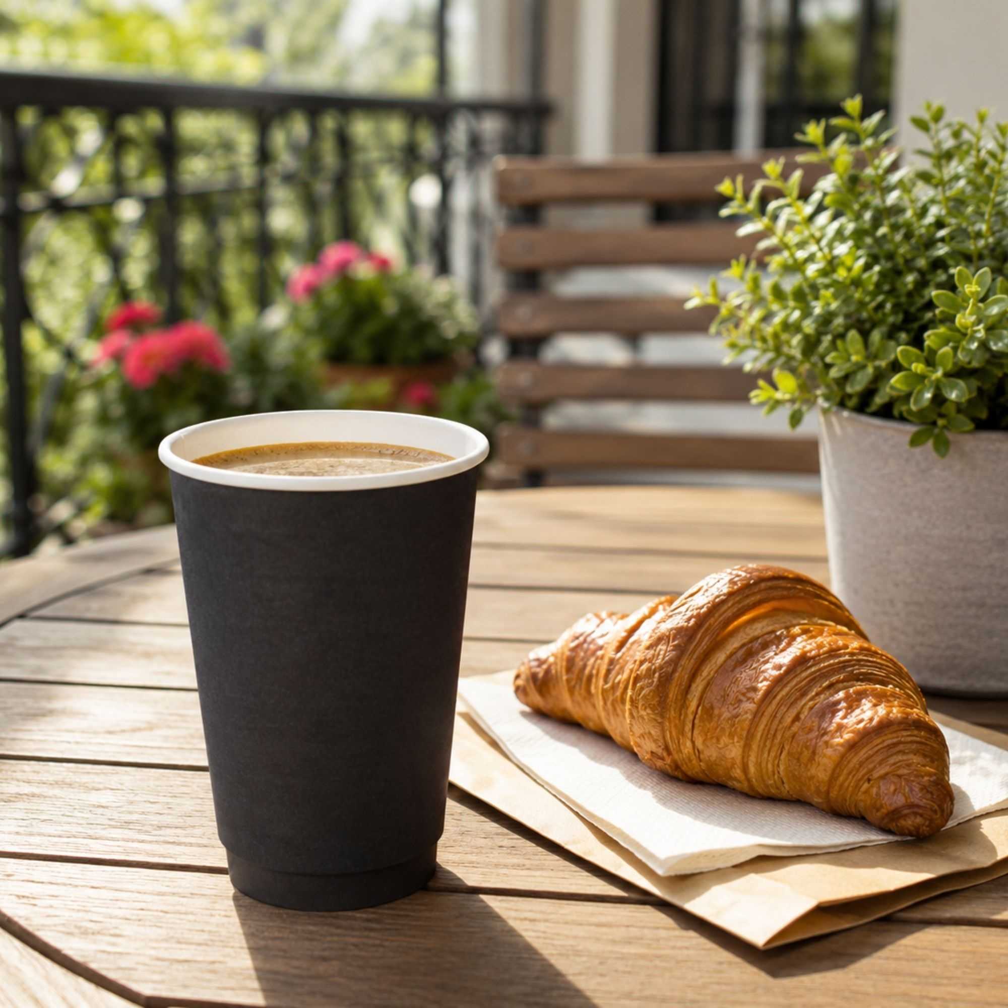 Restpresso 16 oz Black Paper Coffee Cup - Double Wall - 3 1/2" x 3 1/2" x 5 1/2" - 25 count box