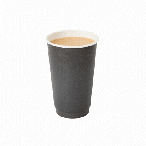 Restpresso 16 oz Black Paper Coffee Cup - Double Wall - 3 1/2" x 3 1/2" x 5 1/2" - 25 count box