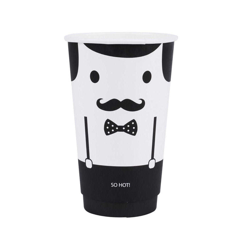 Restpresso 16 oz Monsieur Paper Coffee Cup - Double Wall - 3 1/2" x 3 1/2" x 5 1/2" - 25 count box