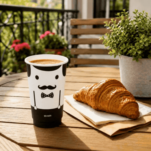 Restpresso 16 oz Monsieur Paper Coffee Cup - Double Wall - 3 1/2" x 3 1/2" x 5 1/2" - 25 count box