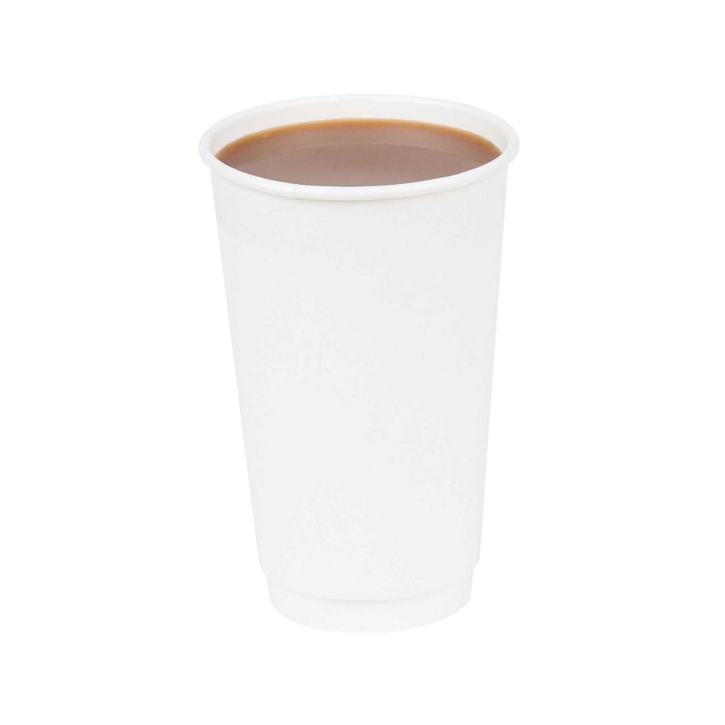 Restpresso 16 oz White Paper Coffee Cup - Double Wall - 3 1/2" x 3 1/2" x 5 1/2" - 500 count box