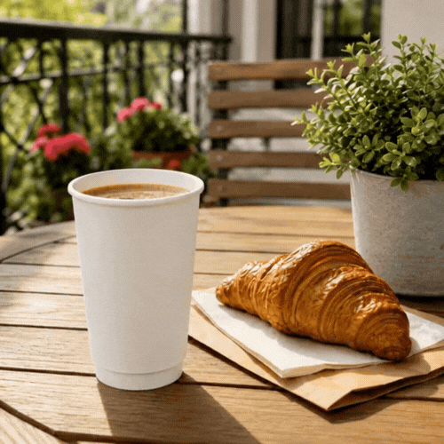 Restpresso 16 oz White Paper Coffee Cup - Double Wall - 3 1/2" x 3 1/2" x 5 1/2" - 500 count box