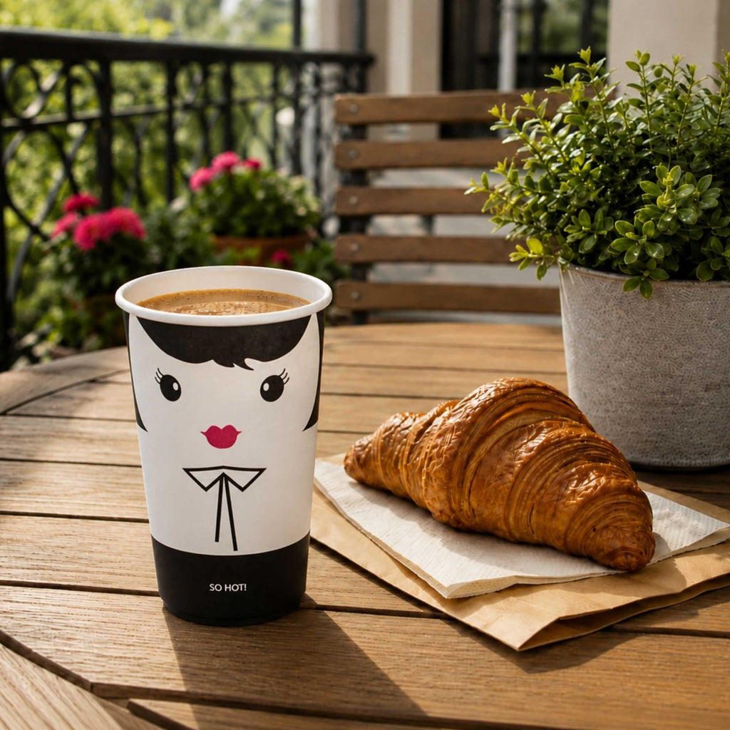 Restpresso 16 oz Madame Paper Coffee Cup - Double Wall - 3 1/2" x 3 1/2" x 5 1/2" - 25 count box