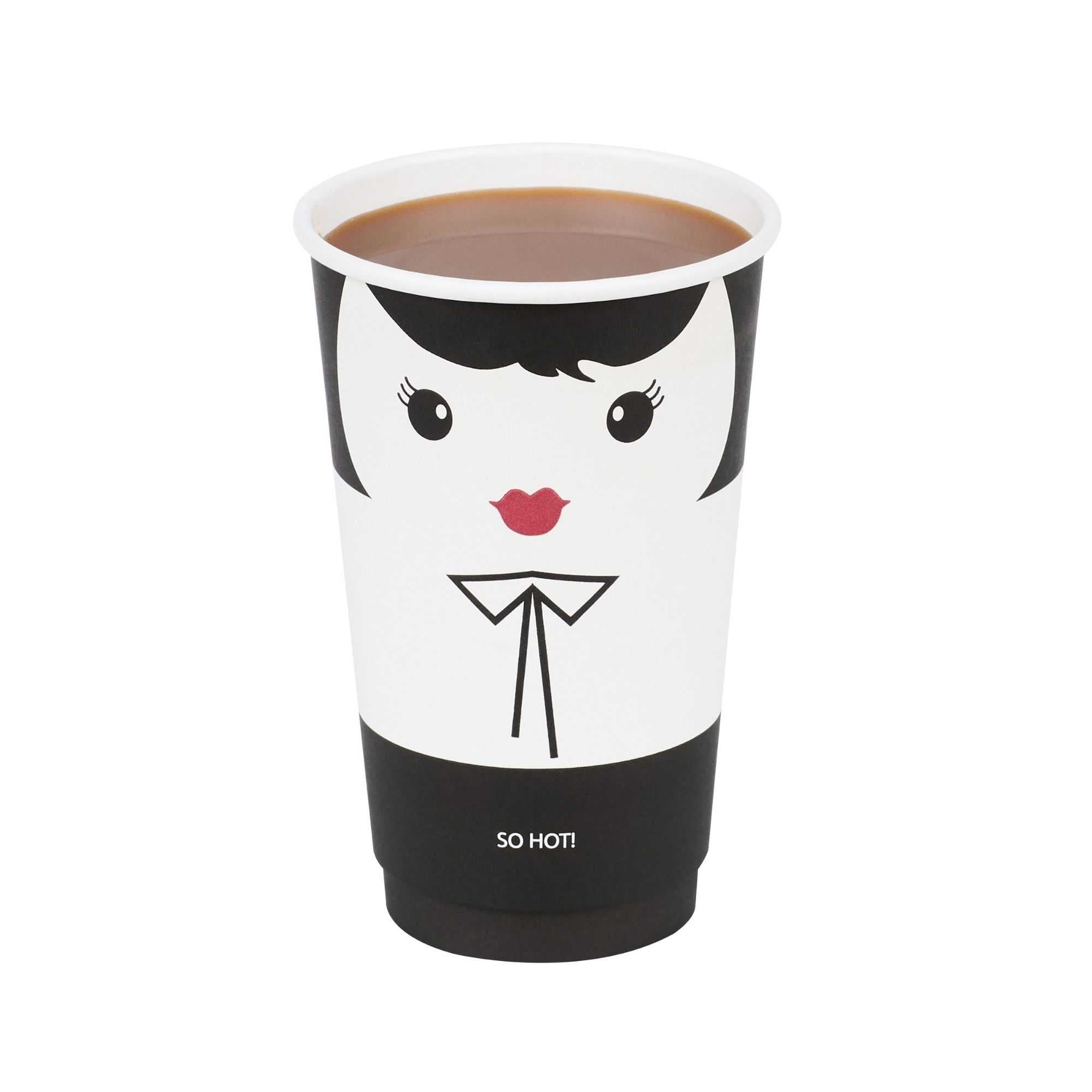 Restpresso 16 oz Madame Paper Coffee Cup - Double Wall - 3 1/2" x 3 1/2" x 5 1/2" - 25 count box
