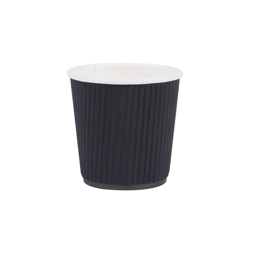 Restpresso 4 oz Black Paper Coffee Cup - Ripple Wall - 2 1/2" x 2 1/2" x 2 1/4" - 500 count box