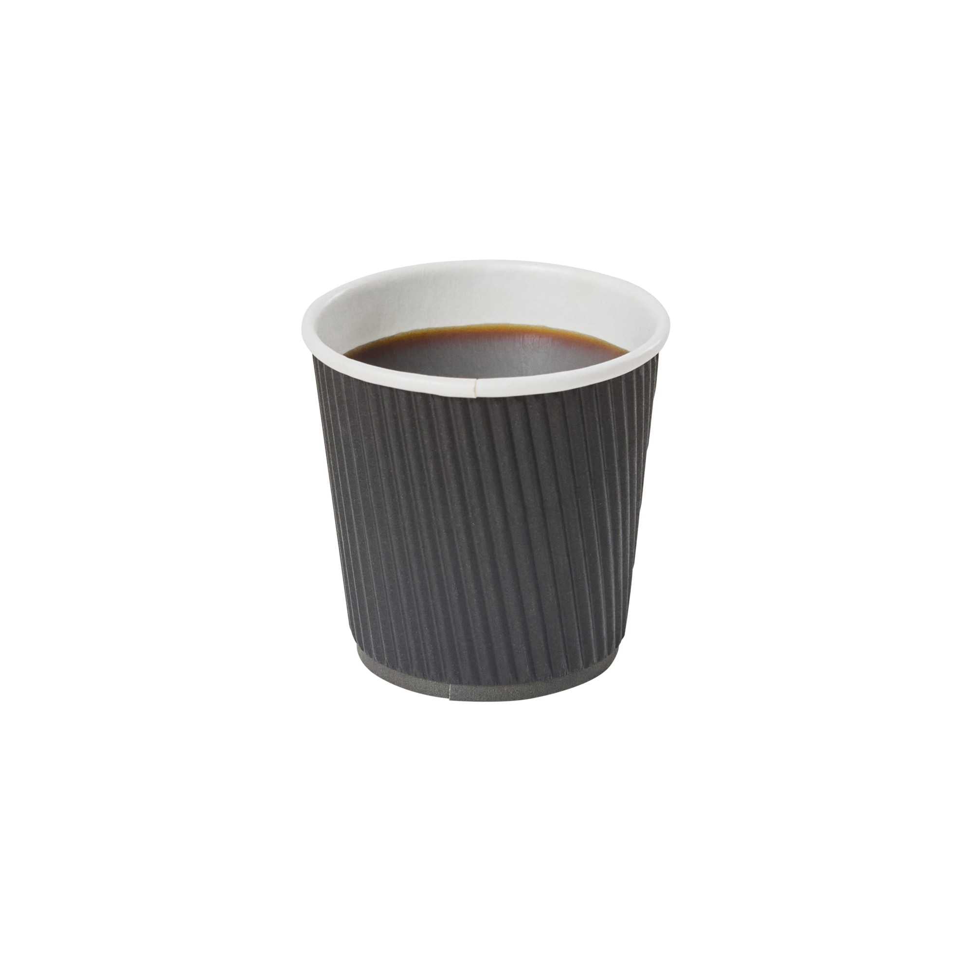 Restpresso 4 oz Black Paper Coffee Cup - Ripple Wall - 2 1/2" x 2 1/2" x 2 1/4" - 25 count box