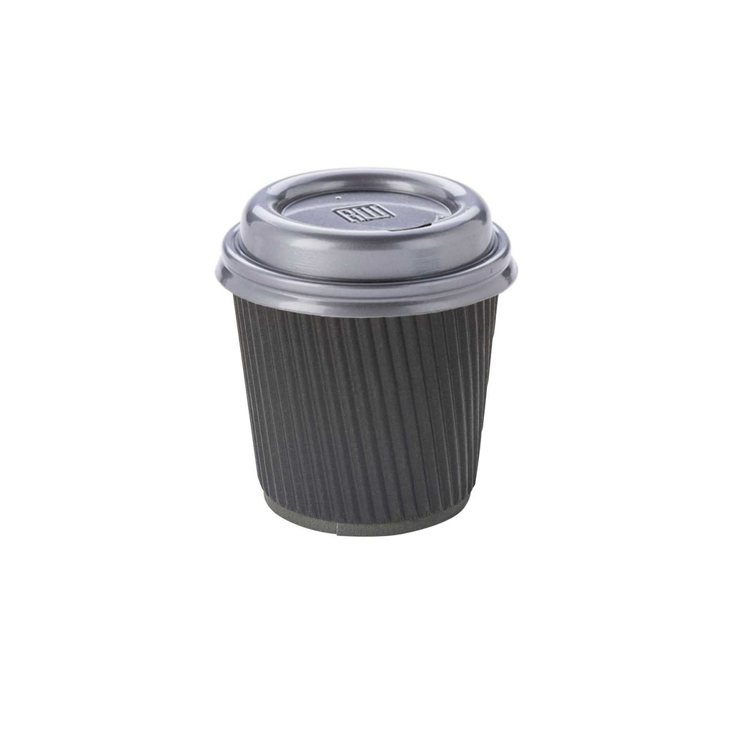 Restpresso 4 oz Black Paper Coffee Cup - Ripple Wall - 2 1/2" x 2 1/2" x 2 1/4" - 500 count box