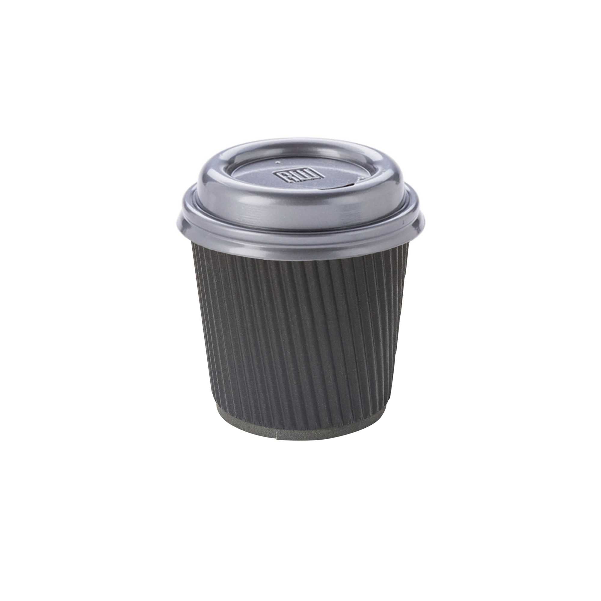 Restpresso 4 oz Black Paper Coffee Cup - Ripple Wall - 2 1/2" x 2 1/2" x 2 1/4" - 500 count box