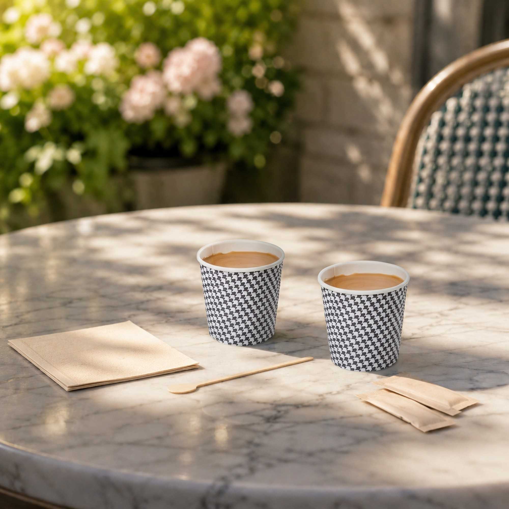Restpresso 4 oz Houndstooth Paper Coffee Cup - Spiral Wall - 2 1/2" x 2 1/2" x 2 1/4" - 25 count box
