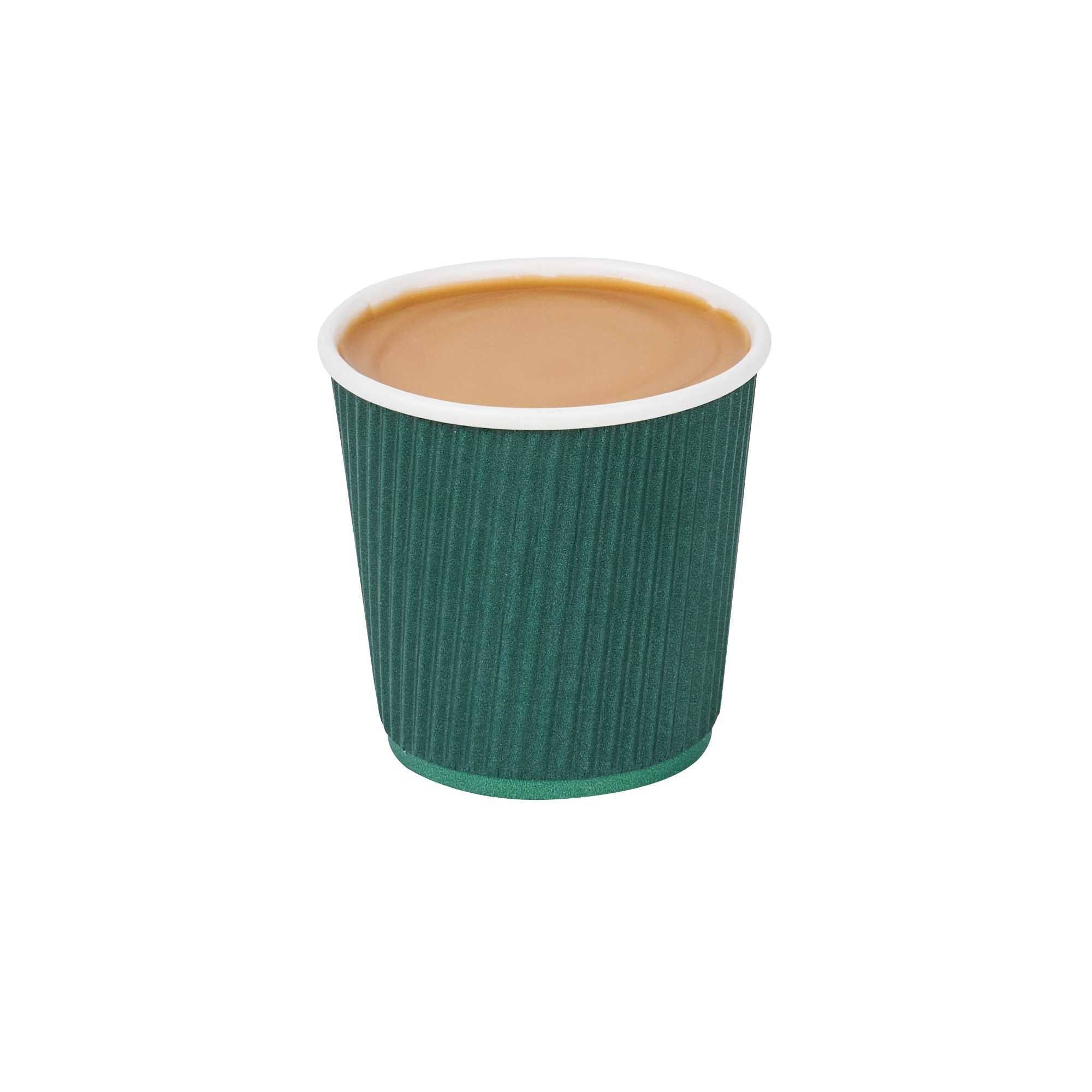 Restpresso 4 oz Forest Green Paper Coffee Cup - Ripple Wall - 2 1/2" x 2 1/2" x 2 1/4" - 500 count box