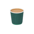 Restpresso 4 oz Forest Green Paper Coffee Cup - Ripple Wall - 2 1/2" x 2 1/2" x 2 1/4" - 25 count box