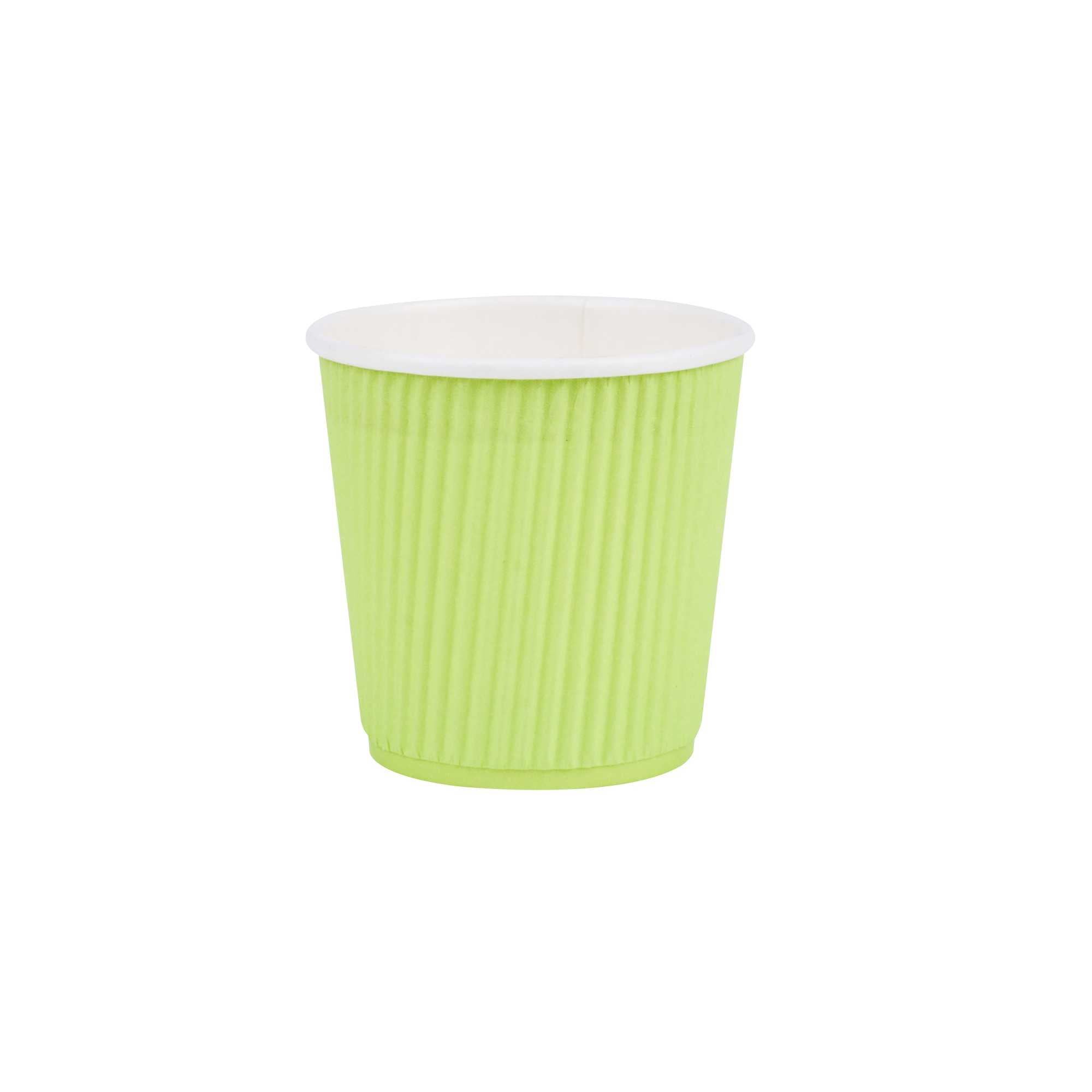 Restpresso 4 oz Eco Green Paper Coffee Cup - Ripple Wall - 2 1/2" x 2 1/2" x 2 1/4" - 500 count box