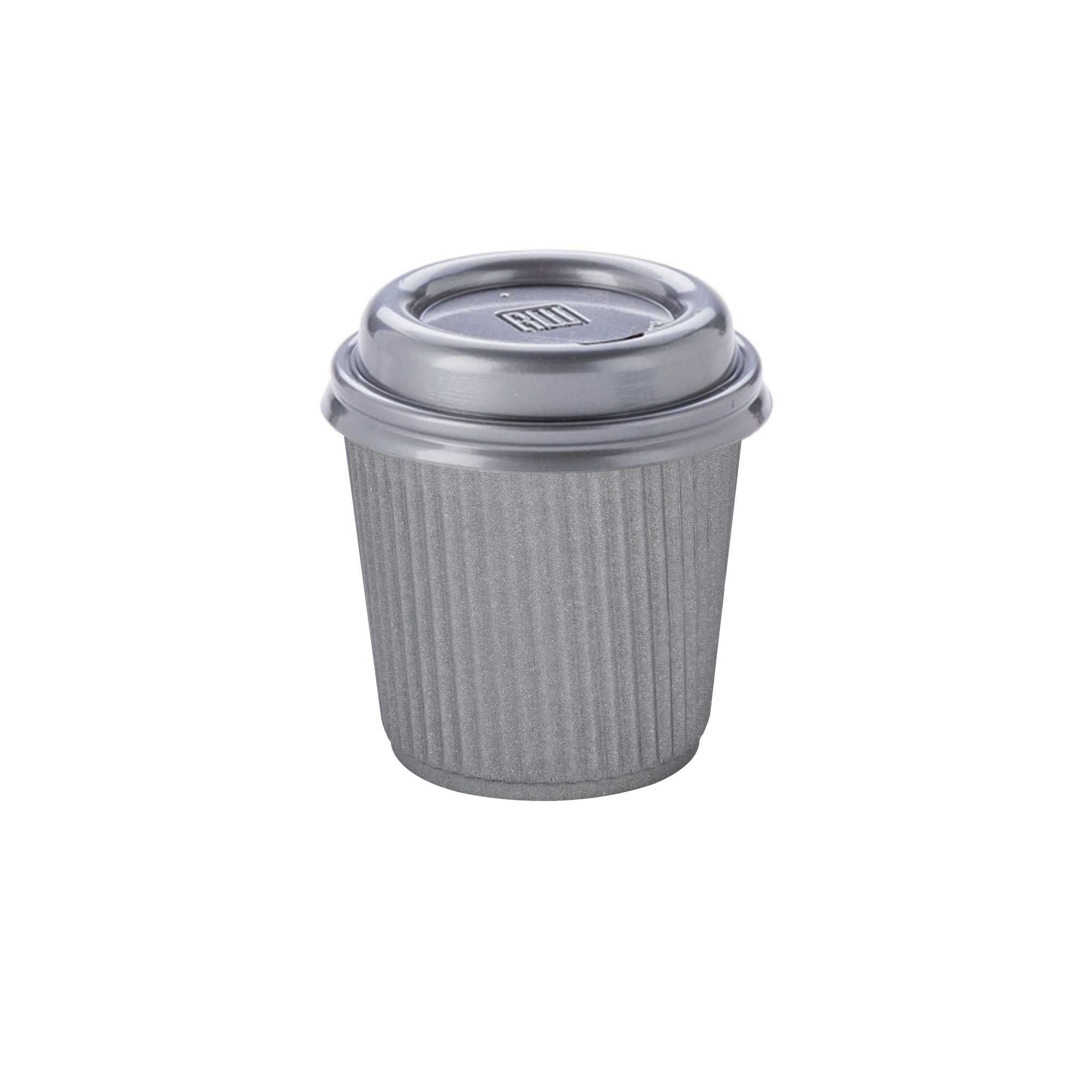 Restpresso 4 oz Gray Paper Coffee Cup - Ripple Wall - 2 1/2" x 2 1/2" x 2 1/4" - 500 count box