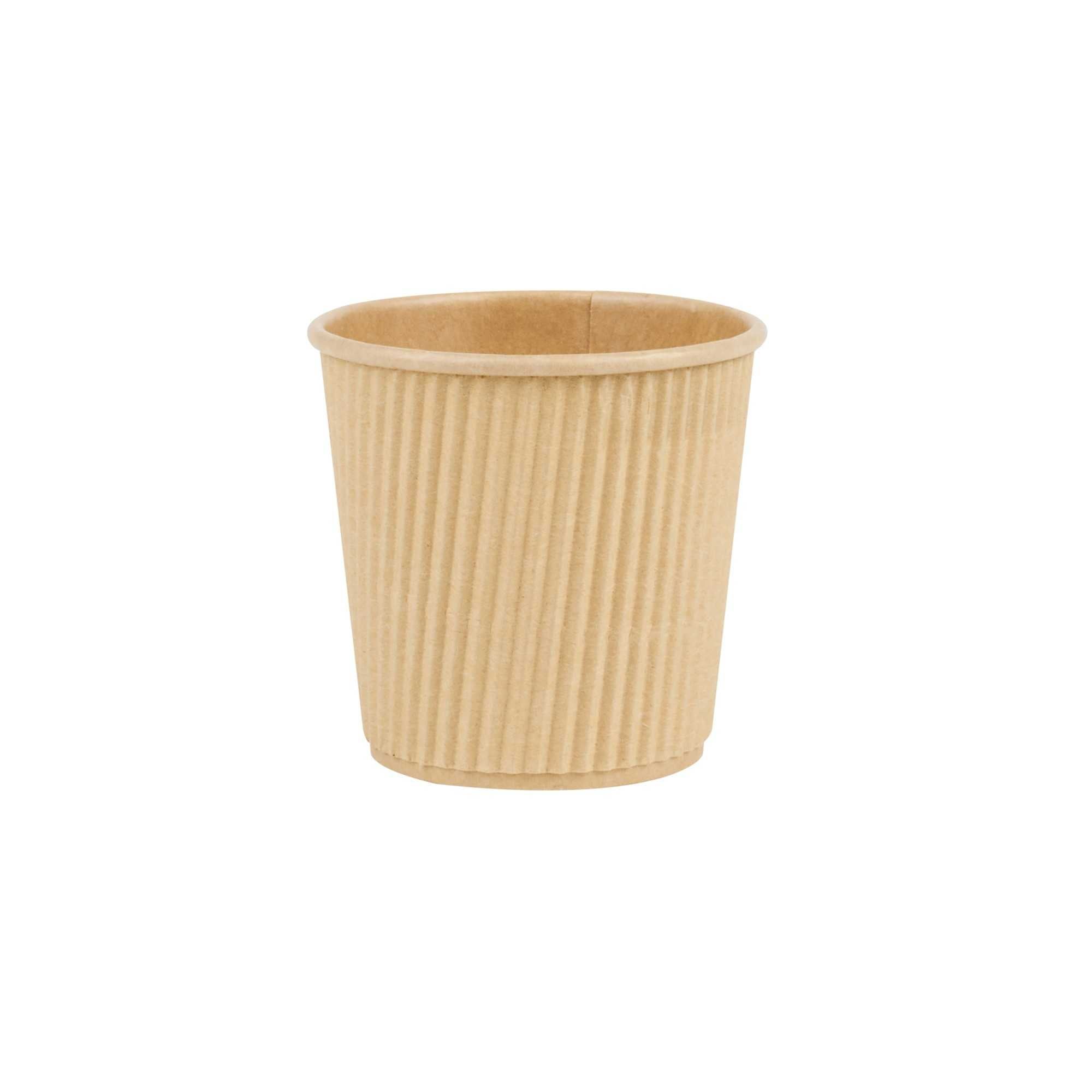 Restpresso 4 oz Kraft Paper Coffee Cup - Ripple Wall - 2 1/2" x 2 1/2" x 2 1/4" - 25 count box