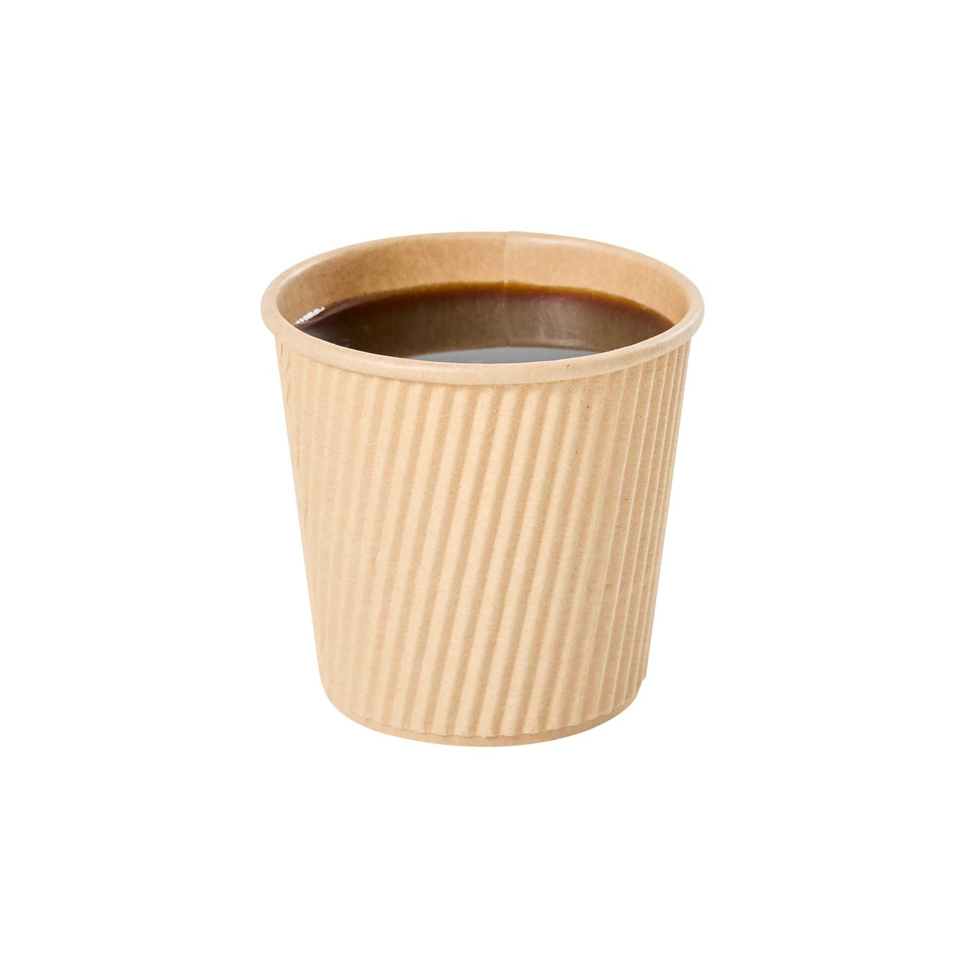 Restpresso 4 oz Kraft Paper Coffee Cup - Ripple Wall - 2 1/2" x 2 1/2" x 2 1/4" - 25 count box