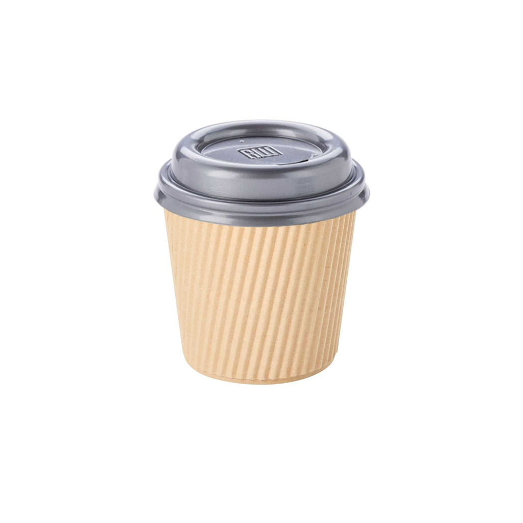 Restpresso 4 oz Kraft Paper Coffee Cup - Ripple Wall - 2 1/2" x 2 1/2" x 2 1/4" - 25 count box