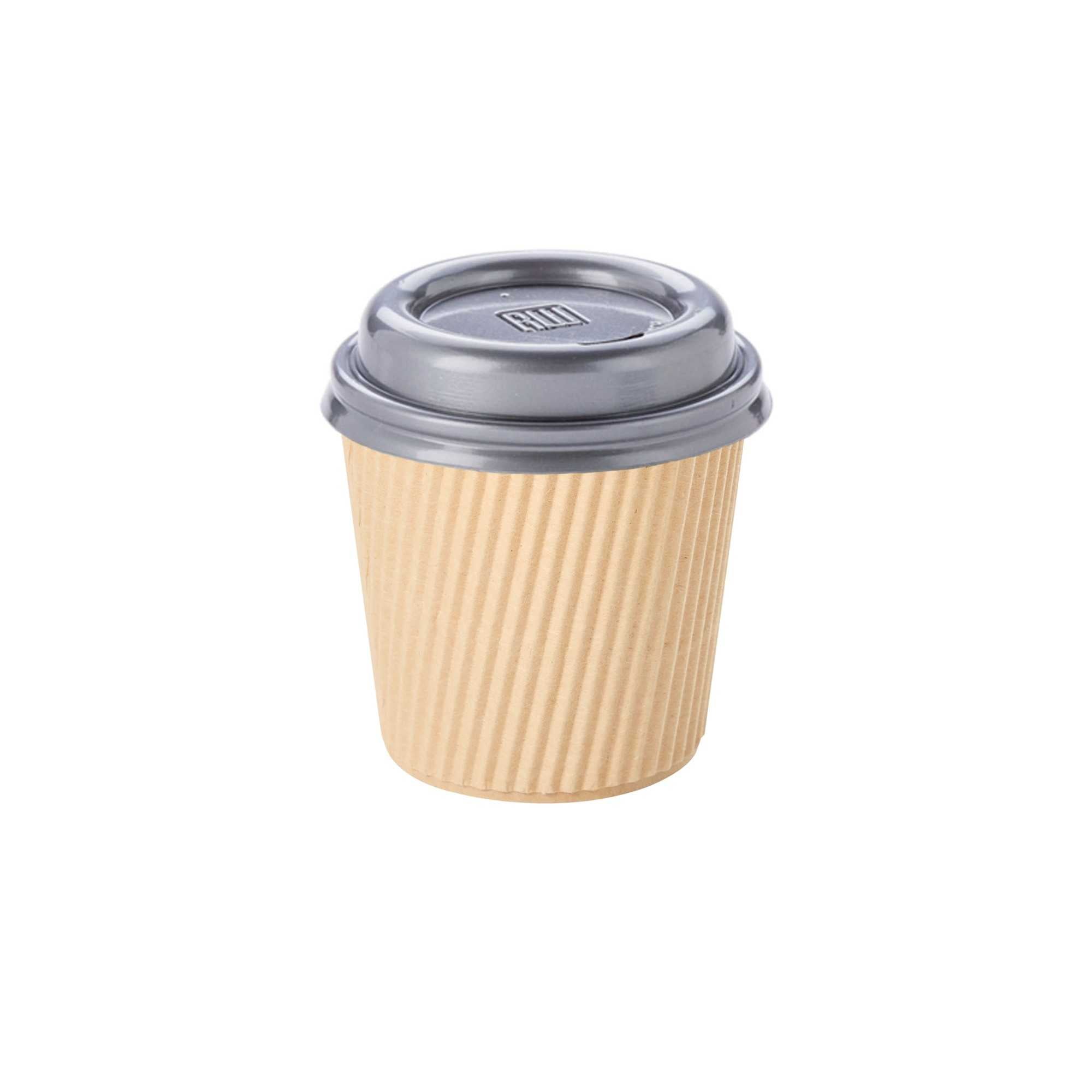 Restpresso 4 oz Kraft Paper Coffee Cup - Ripple Wall - 2 1/2" x 2 1/2" x 2 1/4" - 25 count box