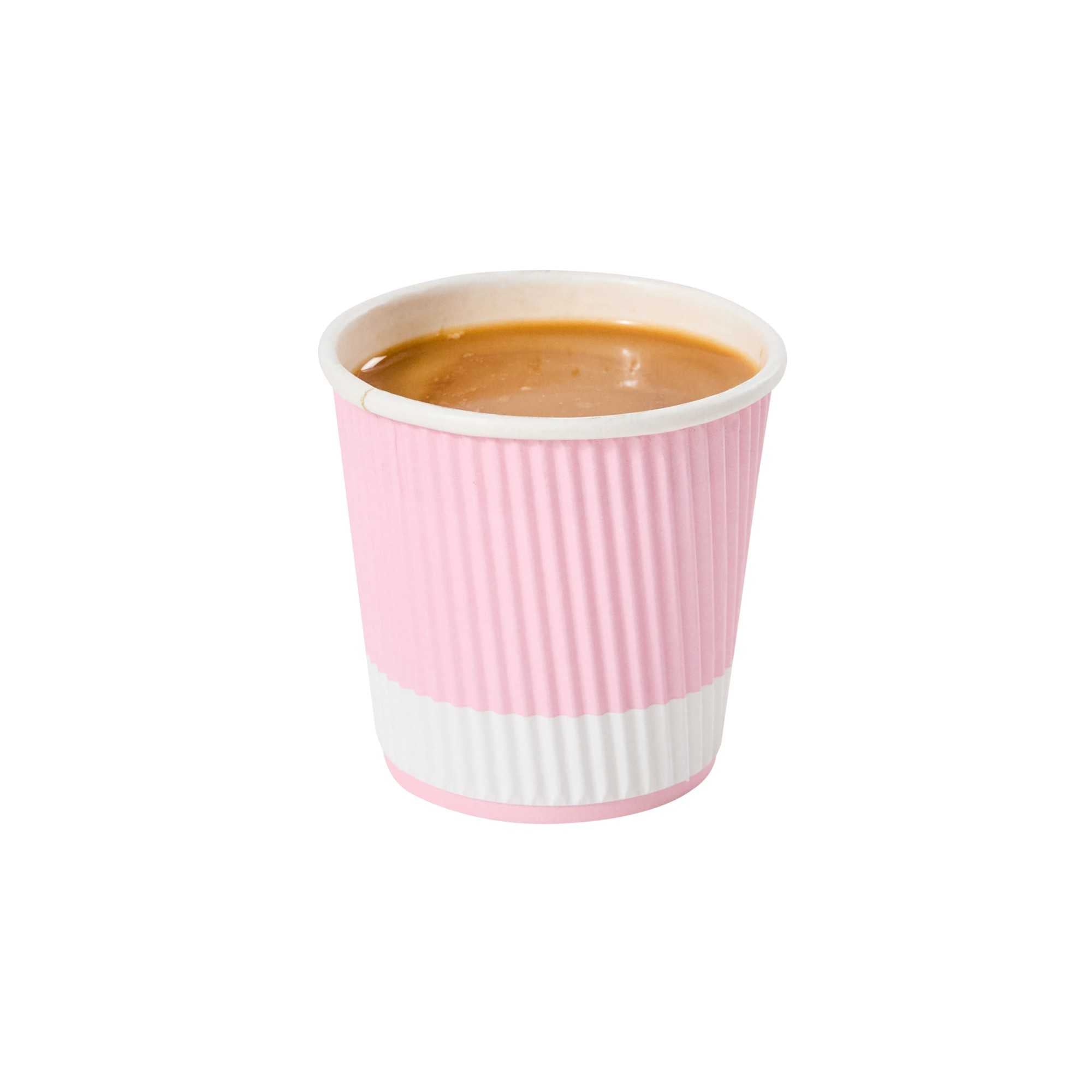 Restpresso 4 oz Light Pink Paper Coffee Cup - Ripple Wall - 2 1/2" x 2 1/2" x 2 1/4" - 25 count box