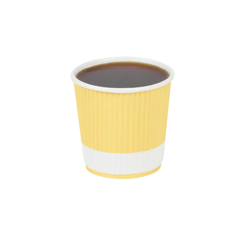 Restpresso 4 oz Light Yellow Paper Coffee Cup - Ripple Wall - 2 1/2" x 2 1/2" x 2 1/4" - 500 count box