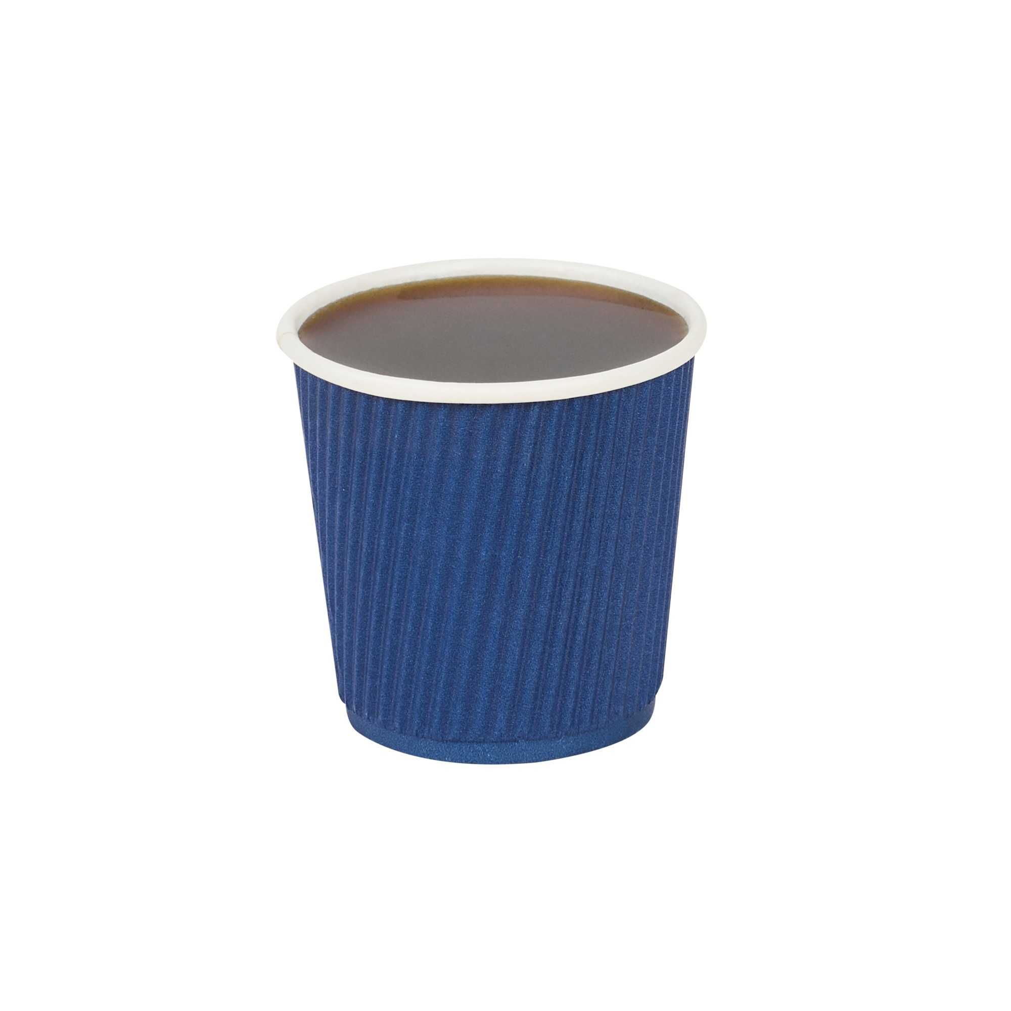 Restpresso 4 oz Midnight Blue Paper Coffee Cup - Ripple Wall - 2 1/2" x 2 1/2" x 2 1/4" - 25 count box