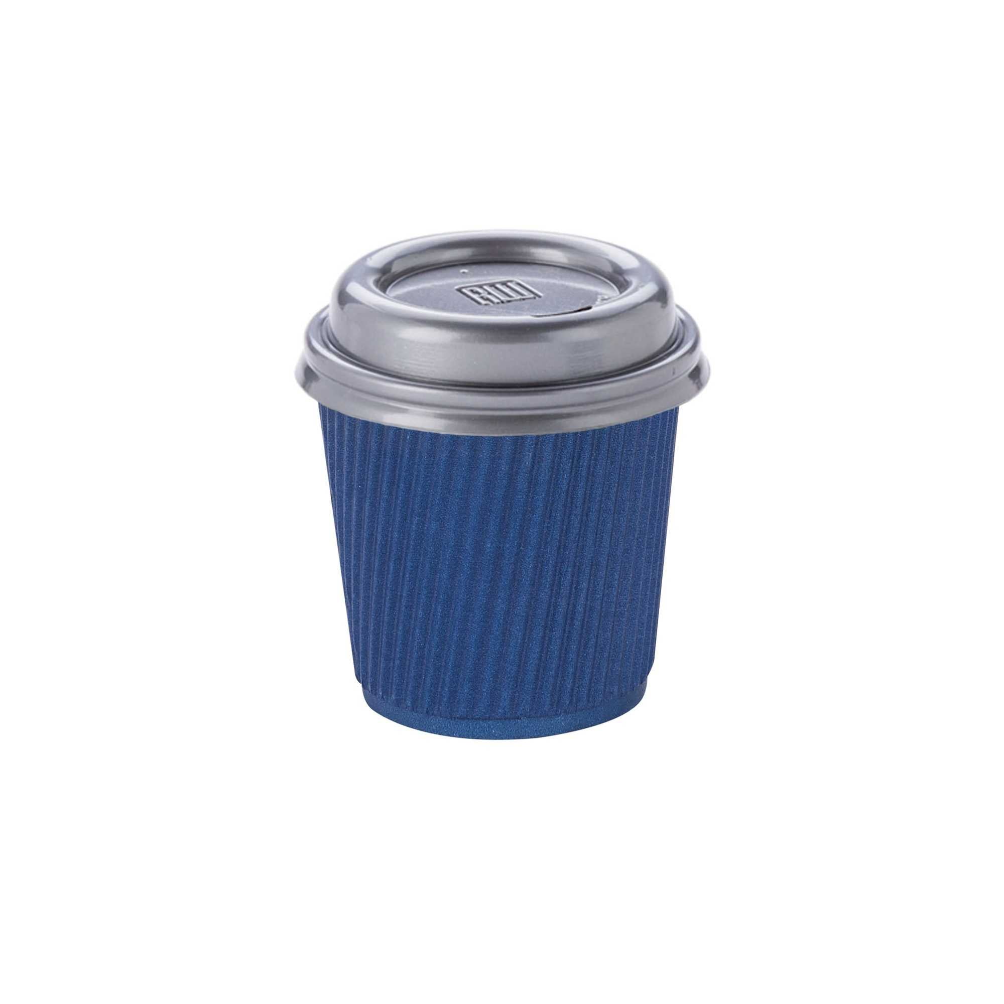 Restpresso 4 oz Midnight Blue Paper Coffee Cup - Ripple Wall - 2 1/2" x 2 1/2" x 2 1/4" - 25 count box