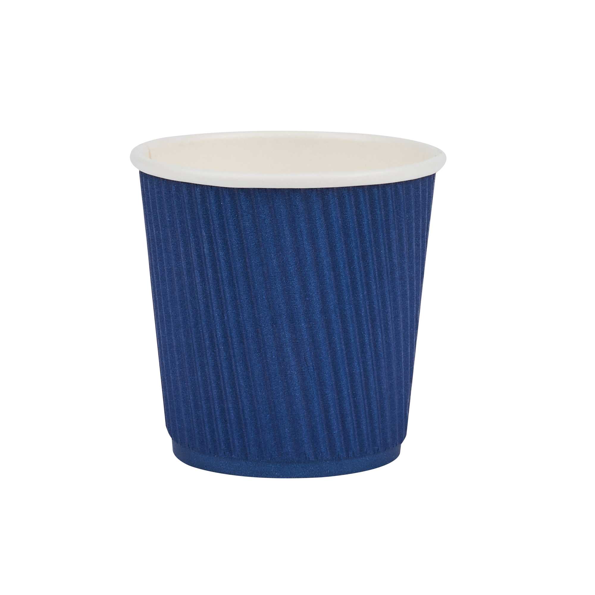 Restpresso 4 oz Midnight Blue Paper Coffee Cup - Ripple Wall - 2 1/2" x 2 1/2" x 2 1/4" - 500 count box