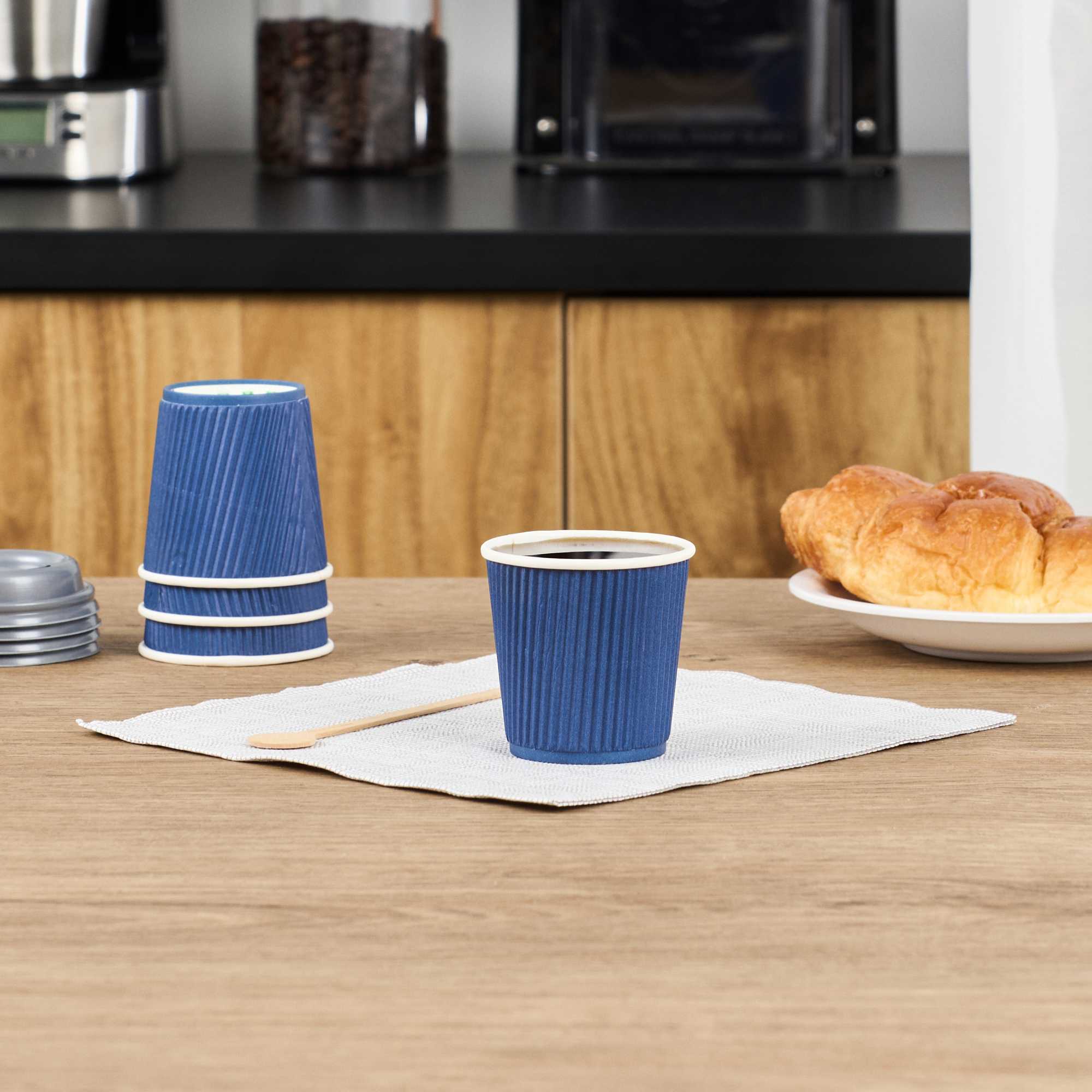 Restpresso 4 oz Midnight Blue Paper Coffee Cup - Ripple Wall - 2 1/2" x 2 1/2" x 2 1/4" - 500 count box