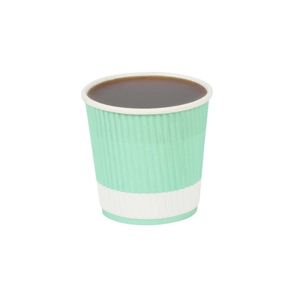 Restpresso 4 oz Light Green Paper Coffee Cup - Ripple Wall - 2 1/2" x 2 1/2" x 2 1/4" - 25 count box