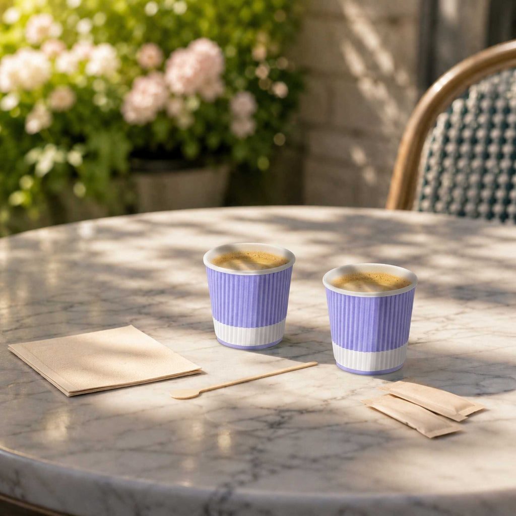 Restpresso 4 oz Light Purple Paper Coffee Cup - Ripple Wall - 2 1/2" x 2 1/2" x 2 1/4" - 500 count box