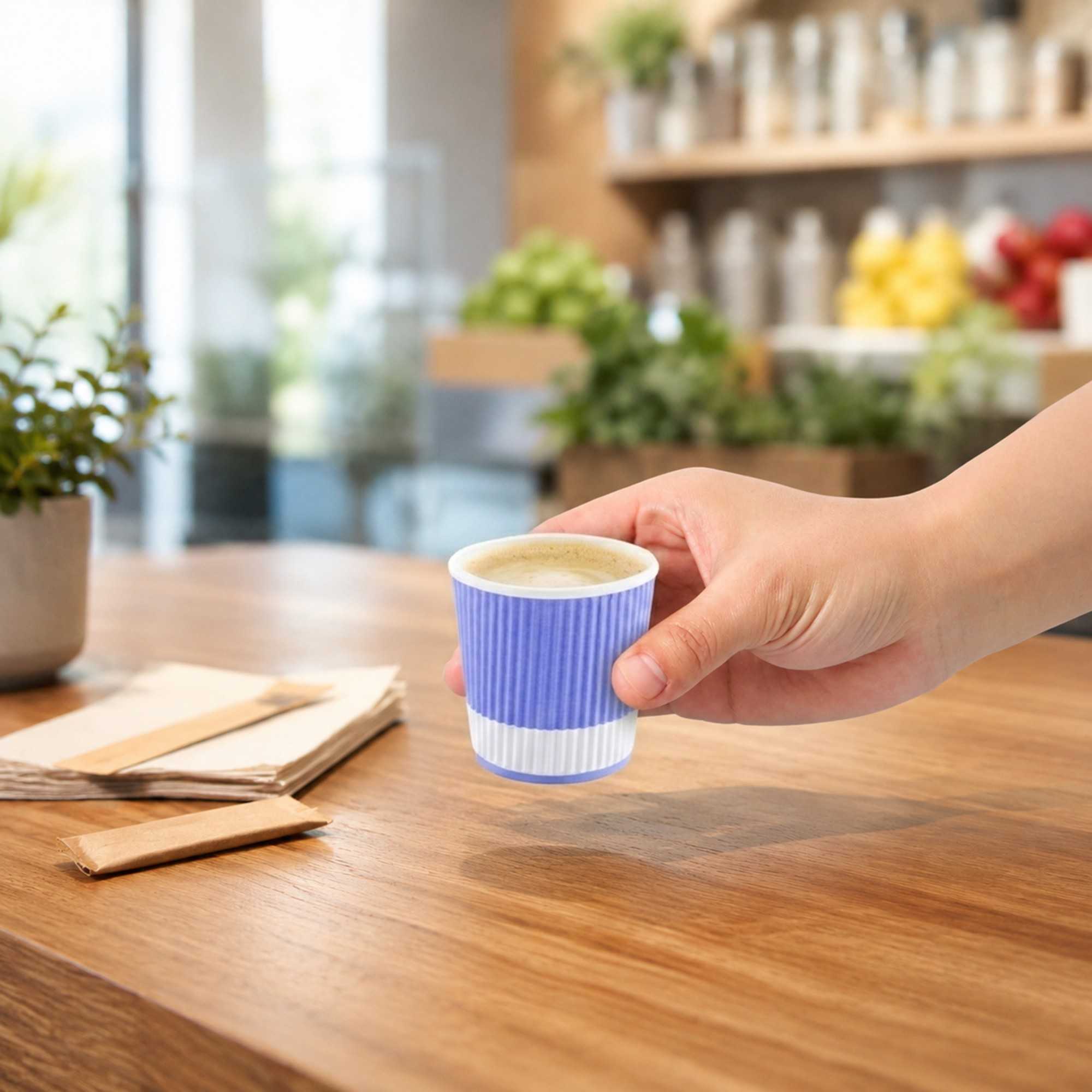Restpresso 4 oz Light Purple Paper Coffee Cup - Ripple Wall - 2 1/2" x 2 1/2" x 2 1/4" - 500 count box