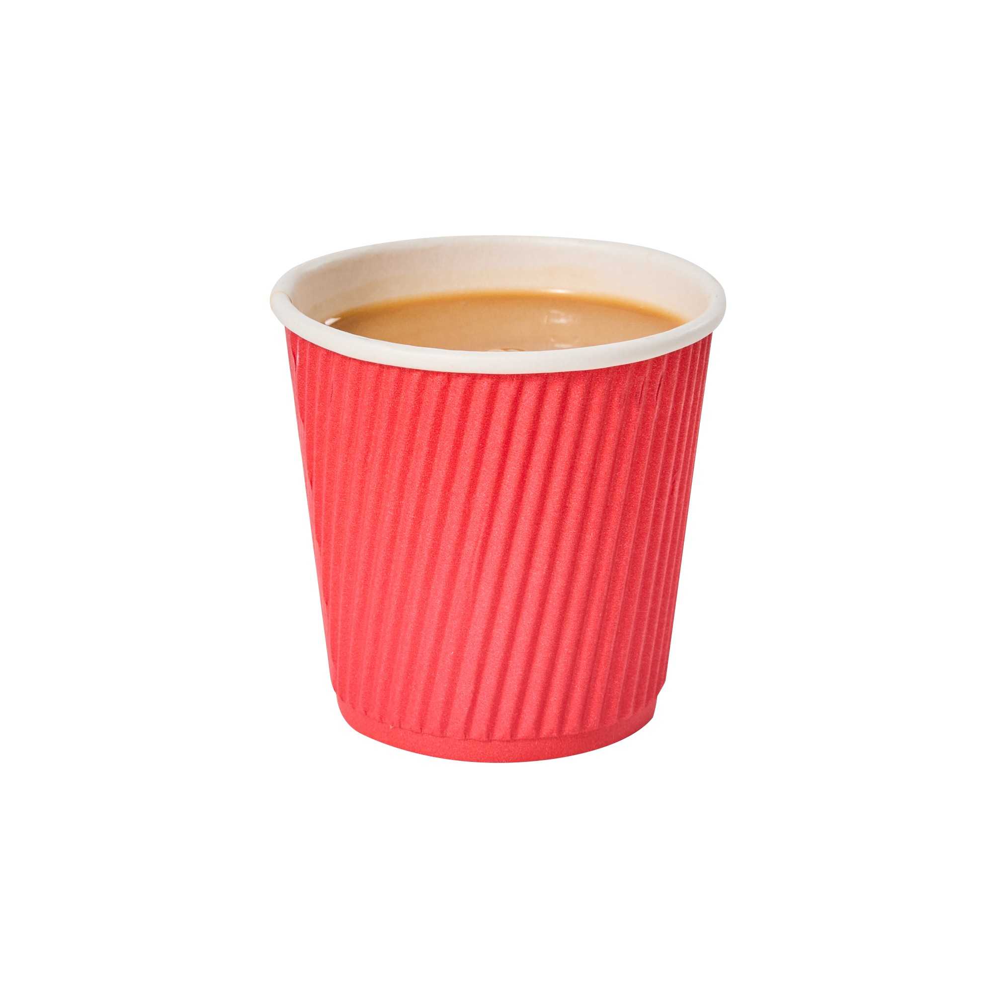 Restpresso 4 oz Red Paper Coffee Cup - Ripple Wall - 2 1/2" x 2 1/2" x 2 1/4" - 25 count box