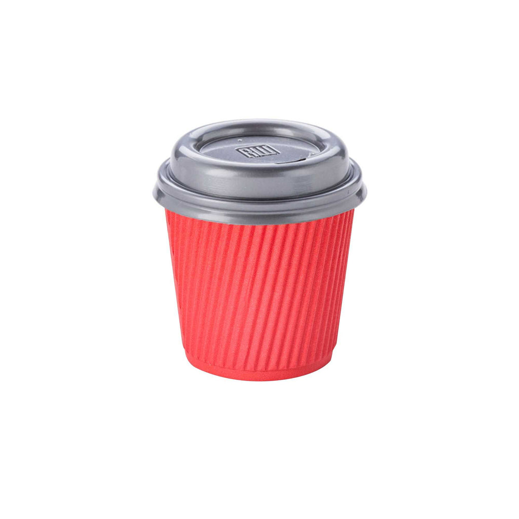 Restpresso 4 oz Red Paper Coffee Cup - Ripple Wall - 2 1/2" x 2 1/2" x 2 1/4" - 25 count box