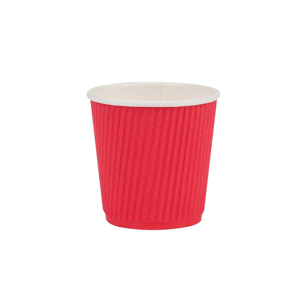 Restpresso 4 oz Red Paper Coffee Cup - Ripple Wall - 2 1/2" x 2 1/2" x 2 1/4" - 25 count box
