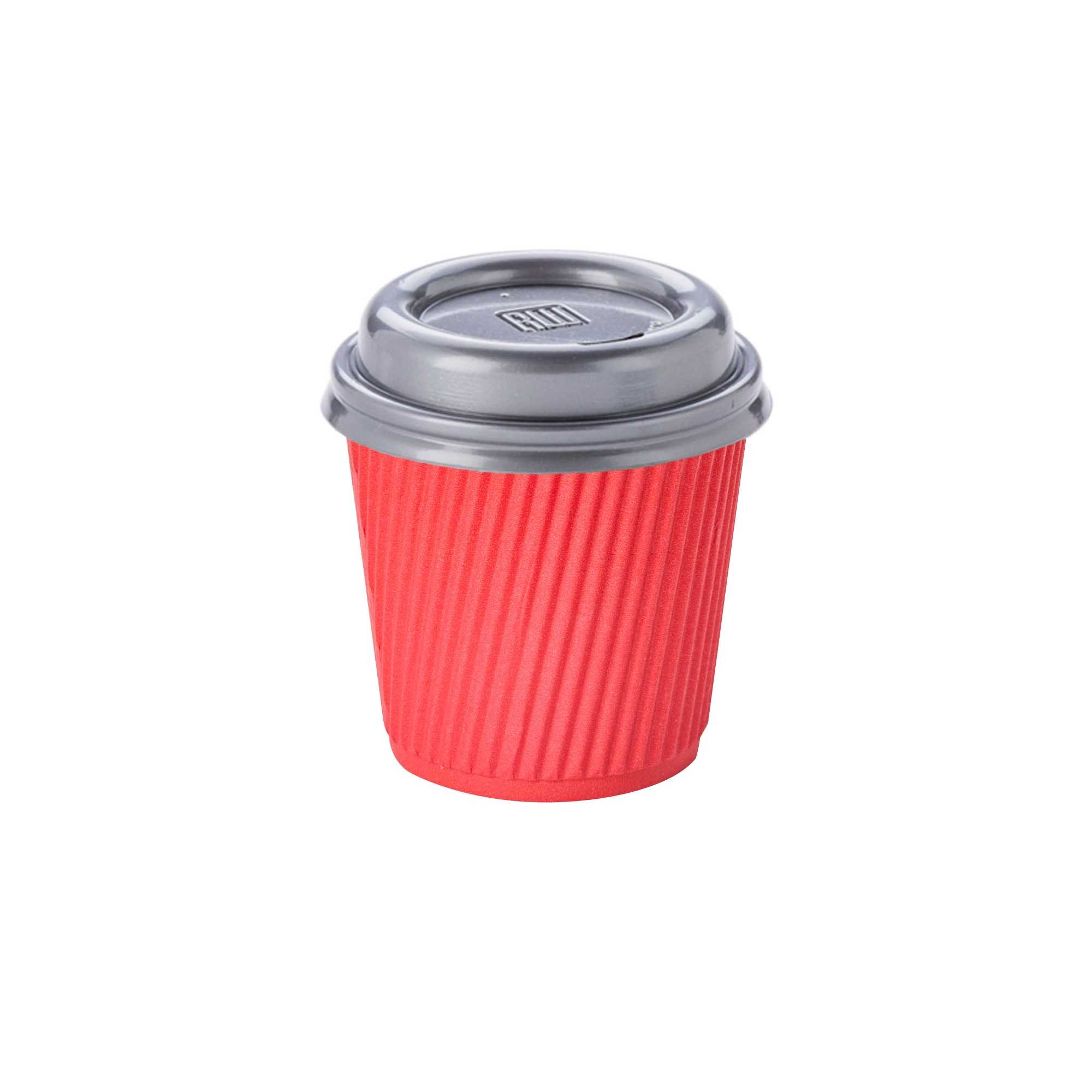 Restpresso 4 oz Red Paper Coffee Cup - Ripple Wall - 2 1/2" x 2 1/2" x 2 1/4" - 500 count box