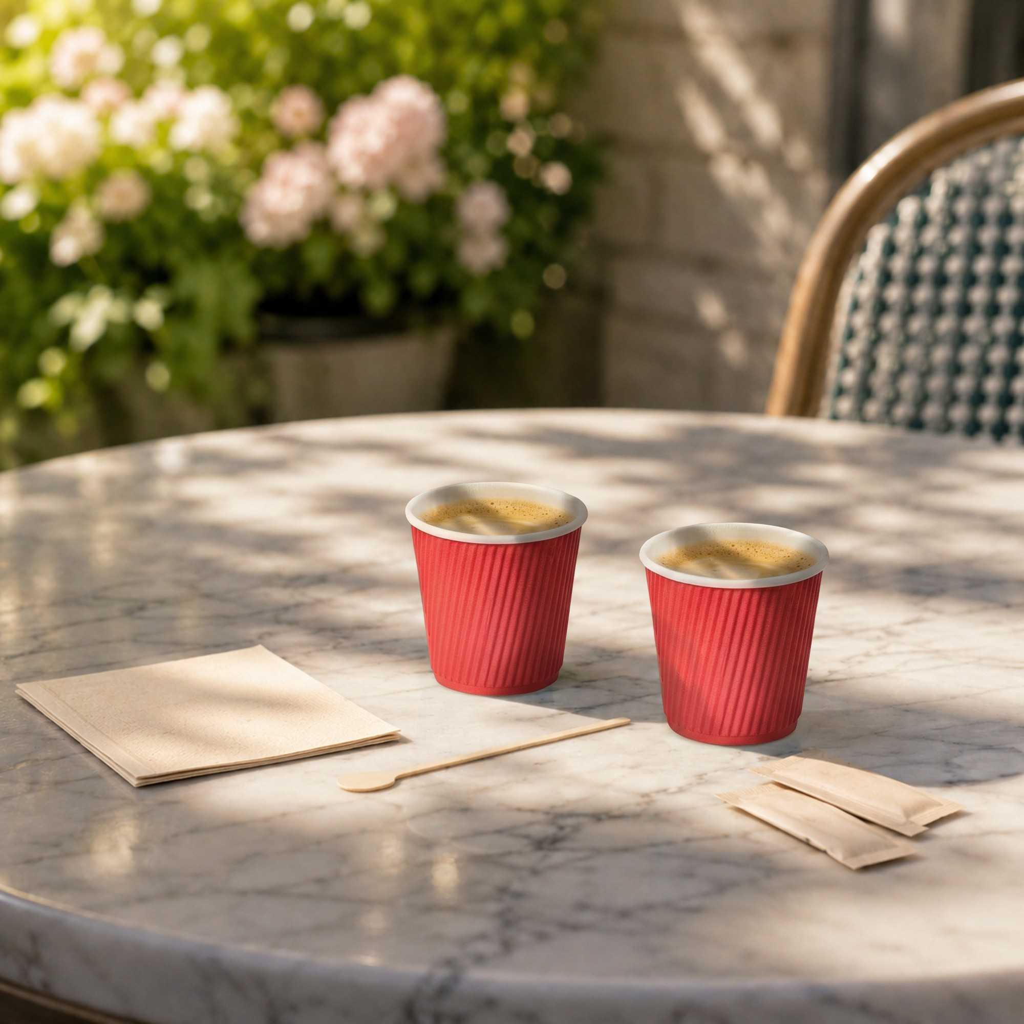 Restpresso 4 oz Red Paper Coffee Cup - Ripple Wall - 2 1/2" x 2 1/2" x 2 1/4" - 500 count box